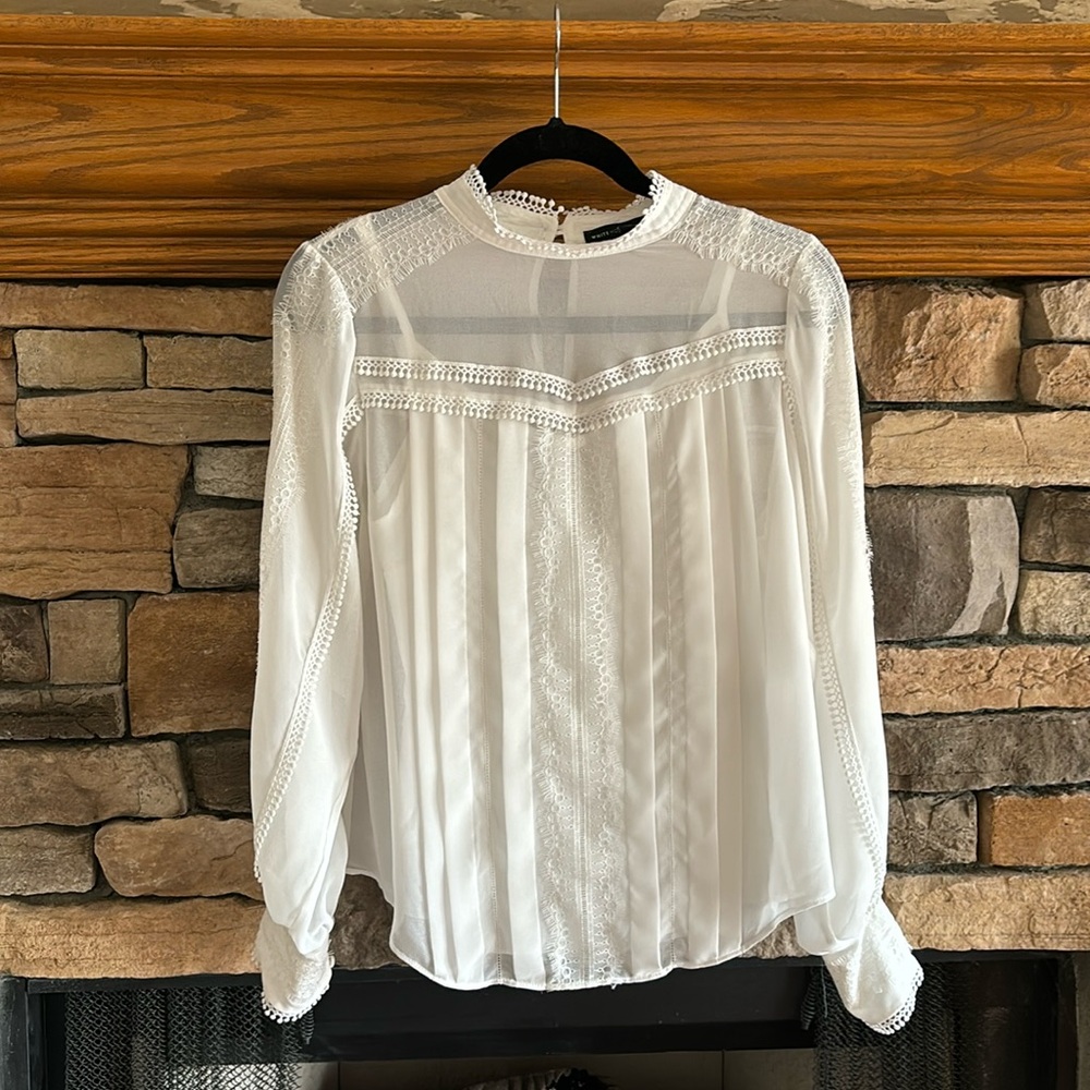 White House Black Market XS White Lace Blouse